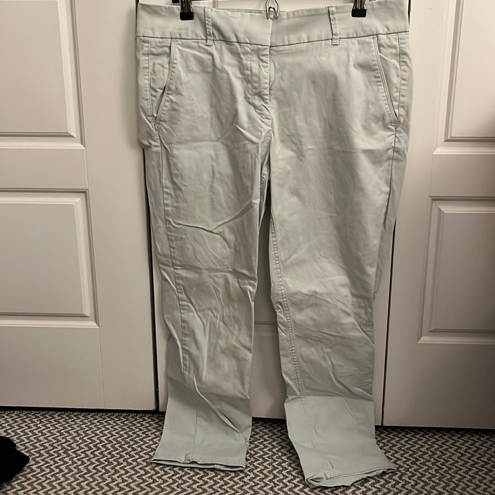 Soft pastel mint green blue rolled chinos cotton